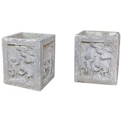 Pair of Antique Cast Stone Italian Planter Boxes