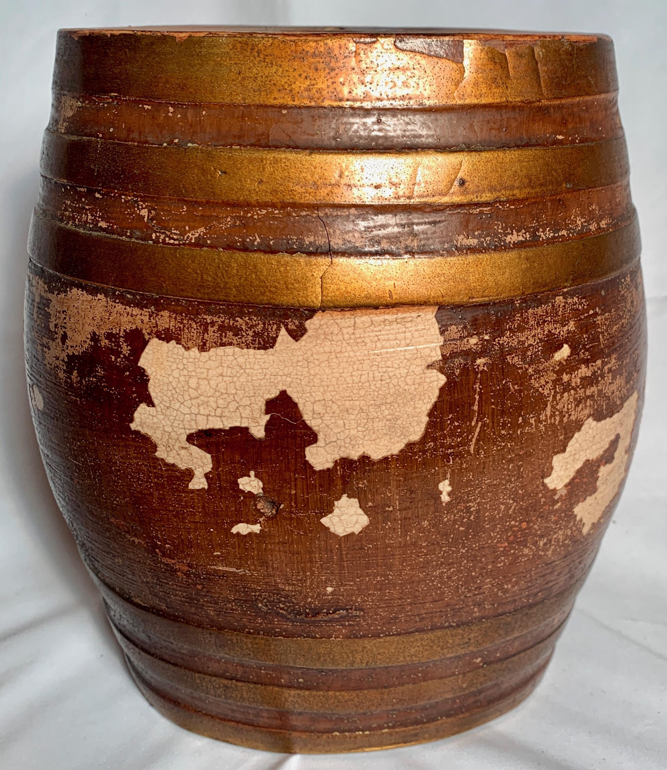 English Pair of Antique Ceramic Whiskey Barrels, circa 1890