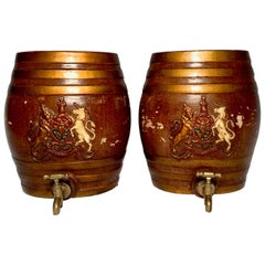 Pair of Used Ceramic Whiskey Barrels, circa 1890