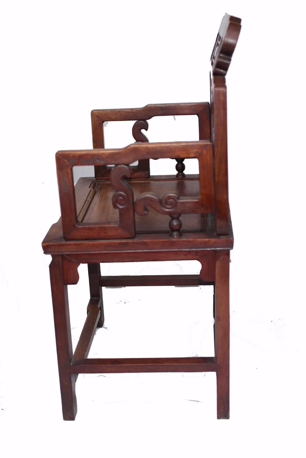 Fin du 20e siècle Paire de fauteuils chinois anciens en bois de feuillus - Intérieurs de sièges en vente