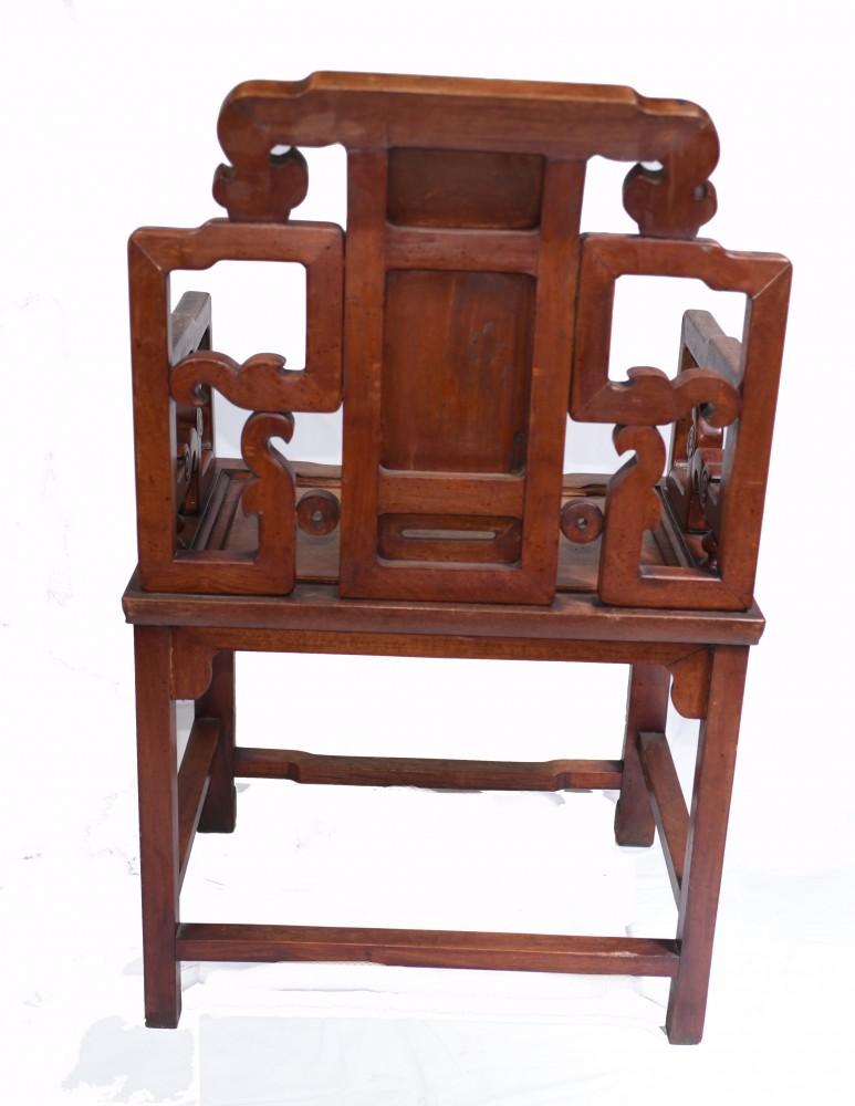 Late 20th Century Pair Antique Chinese Armchairs, Hardwood Seats Interiors For Sale