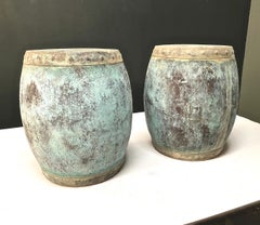 Pair of Antique Chinese CopperWater or  Rice Barrels-Garden Seats
