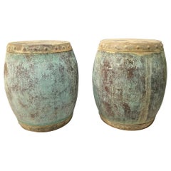 Pair of Antique Chinese CopperWater or Rice Barrels-Garden Seats