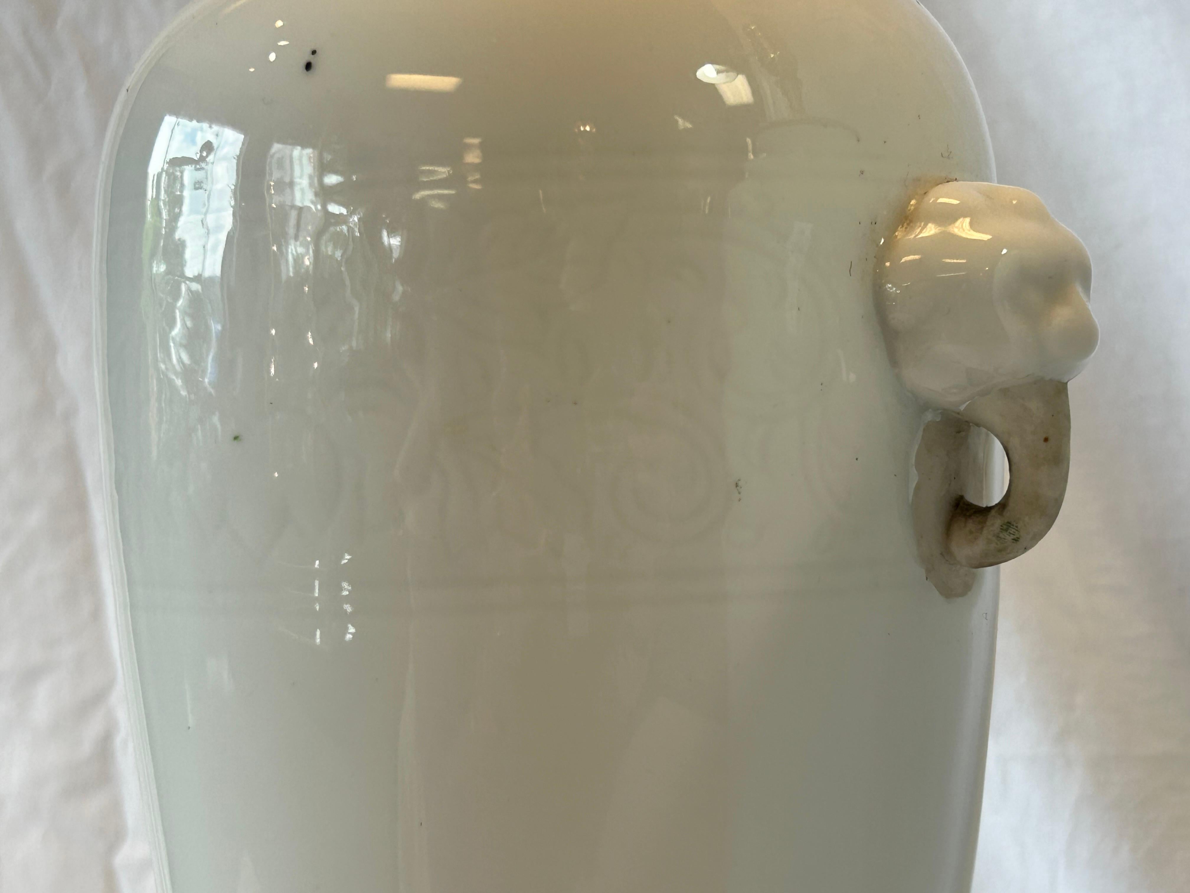 Pair Antique Chinese Dehua Table Lamps in White Blanc de Chine Style Black Bases For Sale 6
