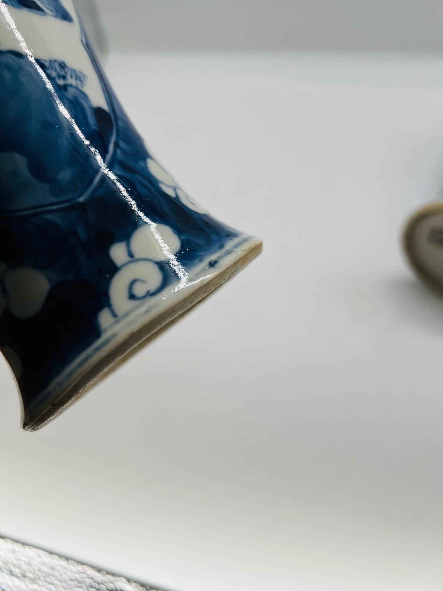Pair, Antique Chinese Export Blue and White Figural Vases 3