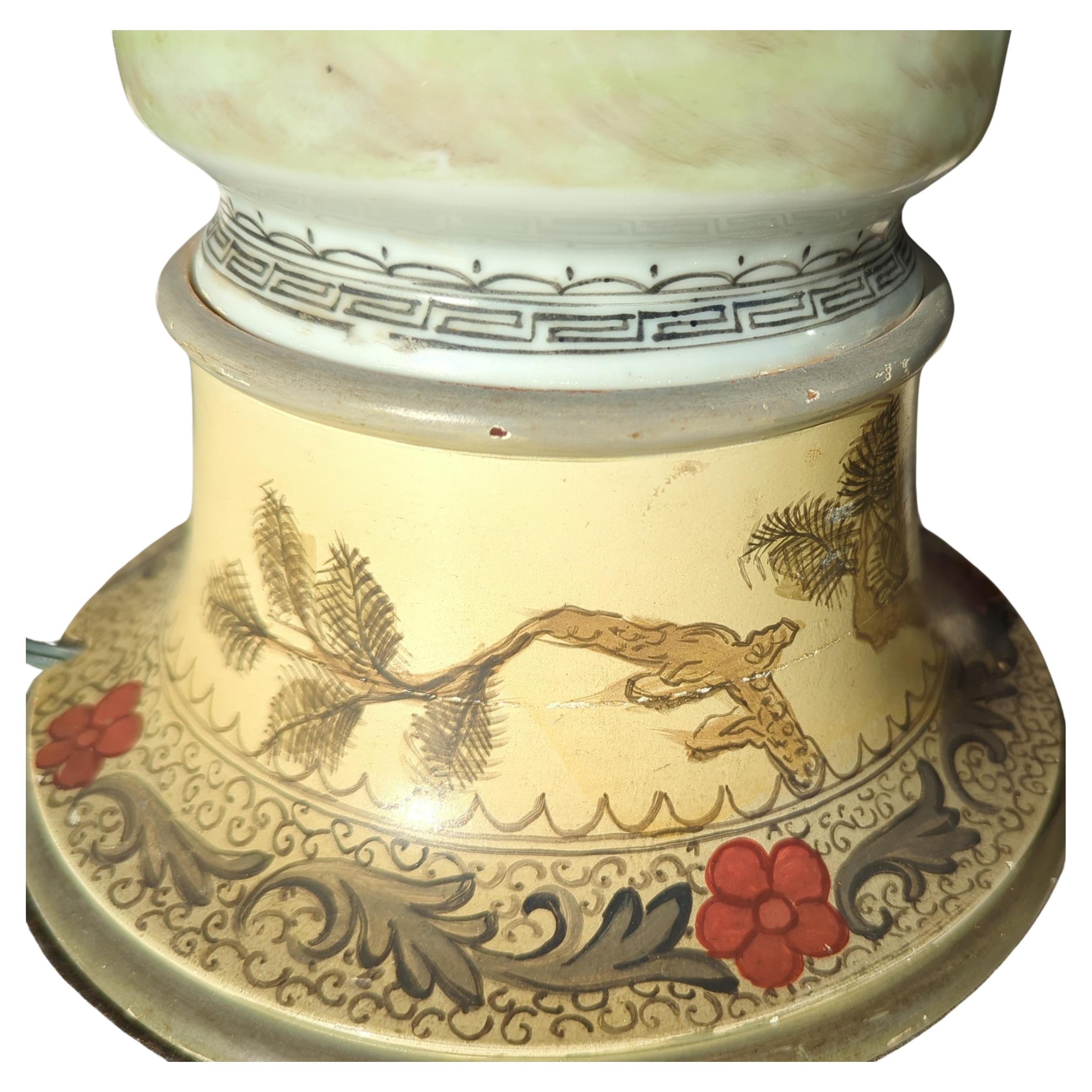 Paire de lampes de bureau chinoises anciennes avec vase figuratif Famille Rose Rouleau, début du 20e siècle ROC en vente 1