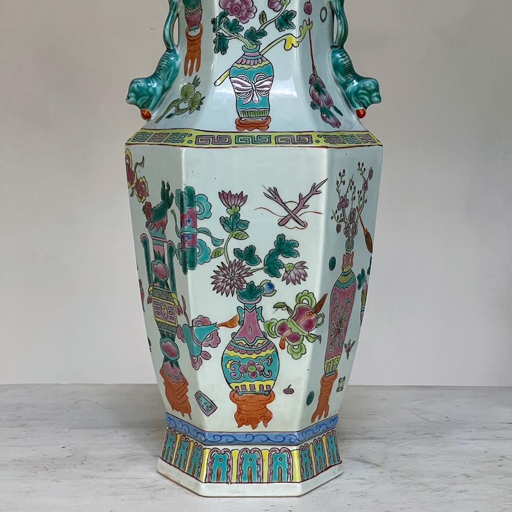 Pair Antique Chinese Hand-Painted Vases For Sale 9