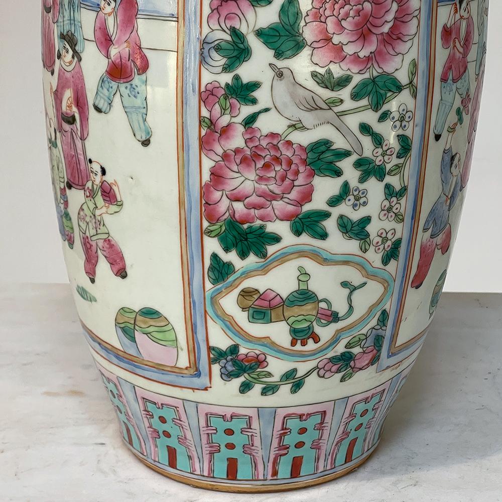 Pair Antique Chinese HandPainted Vases For Sale at 1stDibs