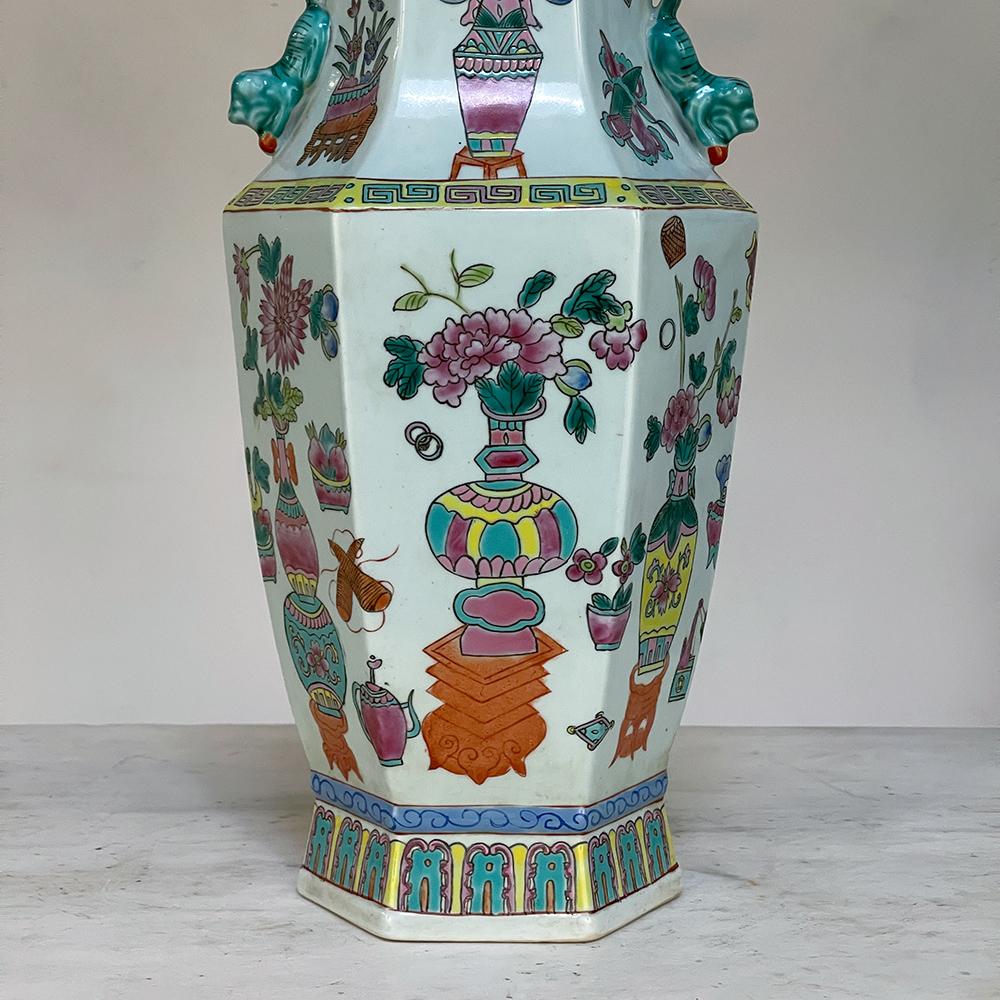 Pair Antique Chinese Hand-Painted Vases For Sale 11