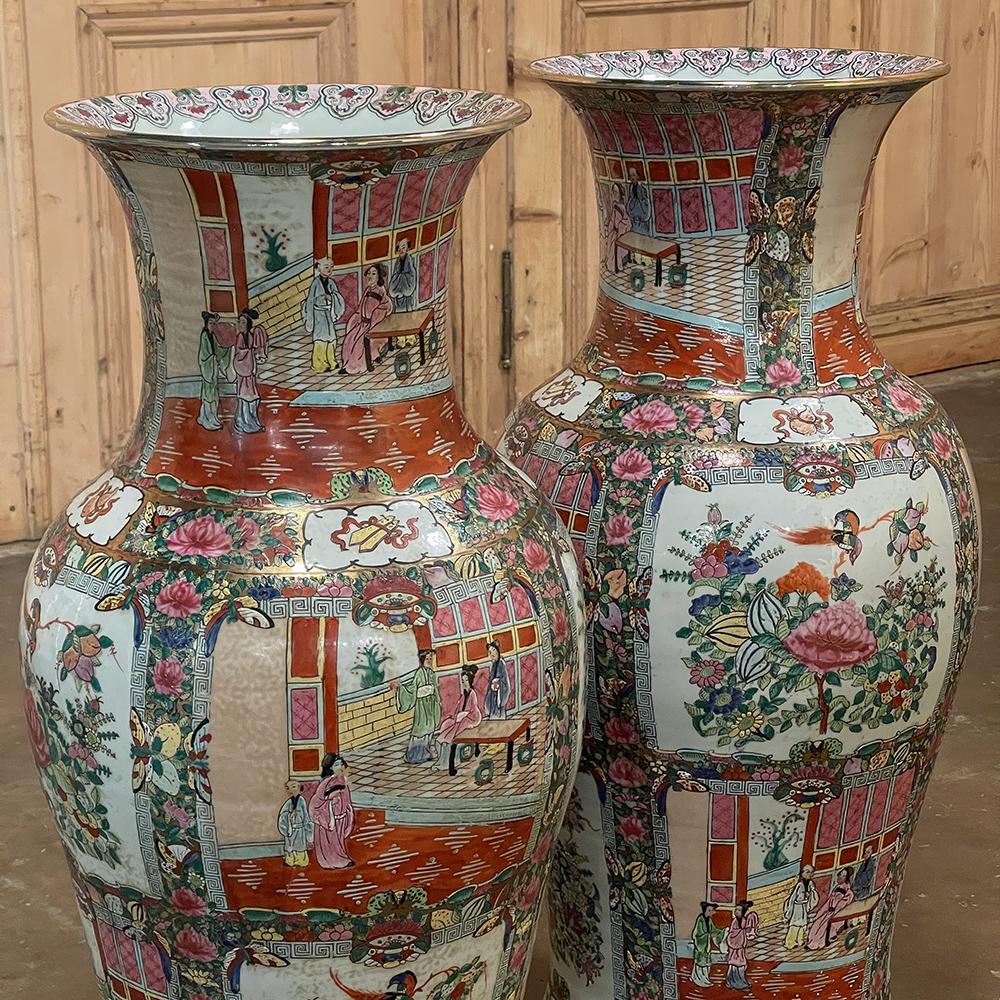 Pair Antique Chinese Hand-Painted Vases For Sale 11