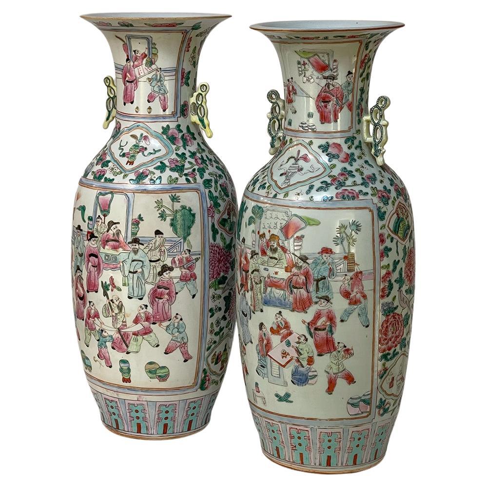 Antique Hand Painted Mercury Glass Vase, 2 available at 1stDibs