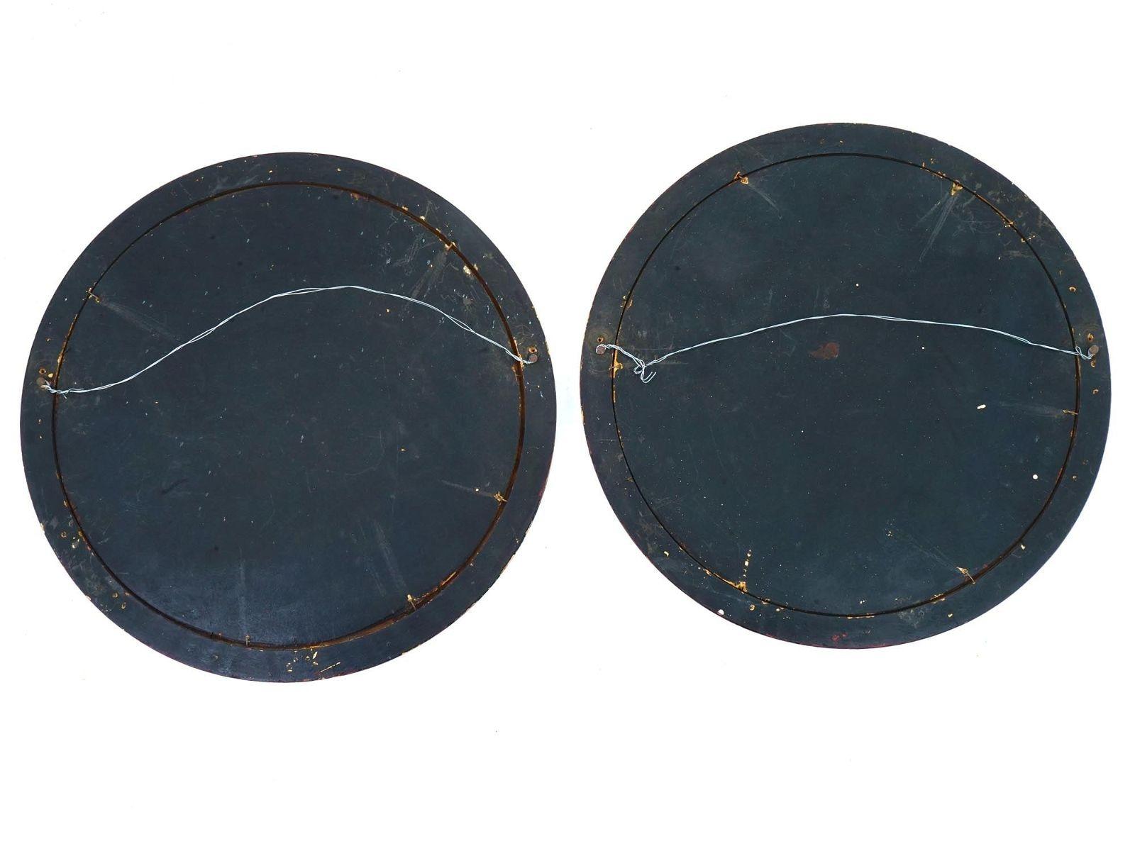 Pair Antique Chinese Mother-of-Pearl Inlaid Circular Plaques For Sale 2