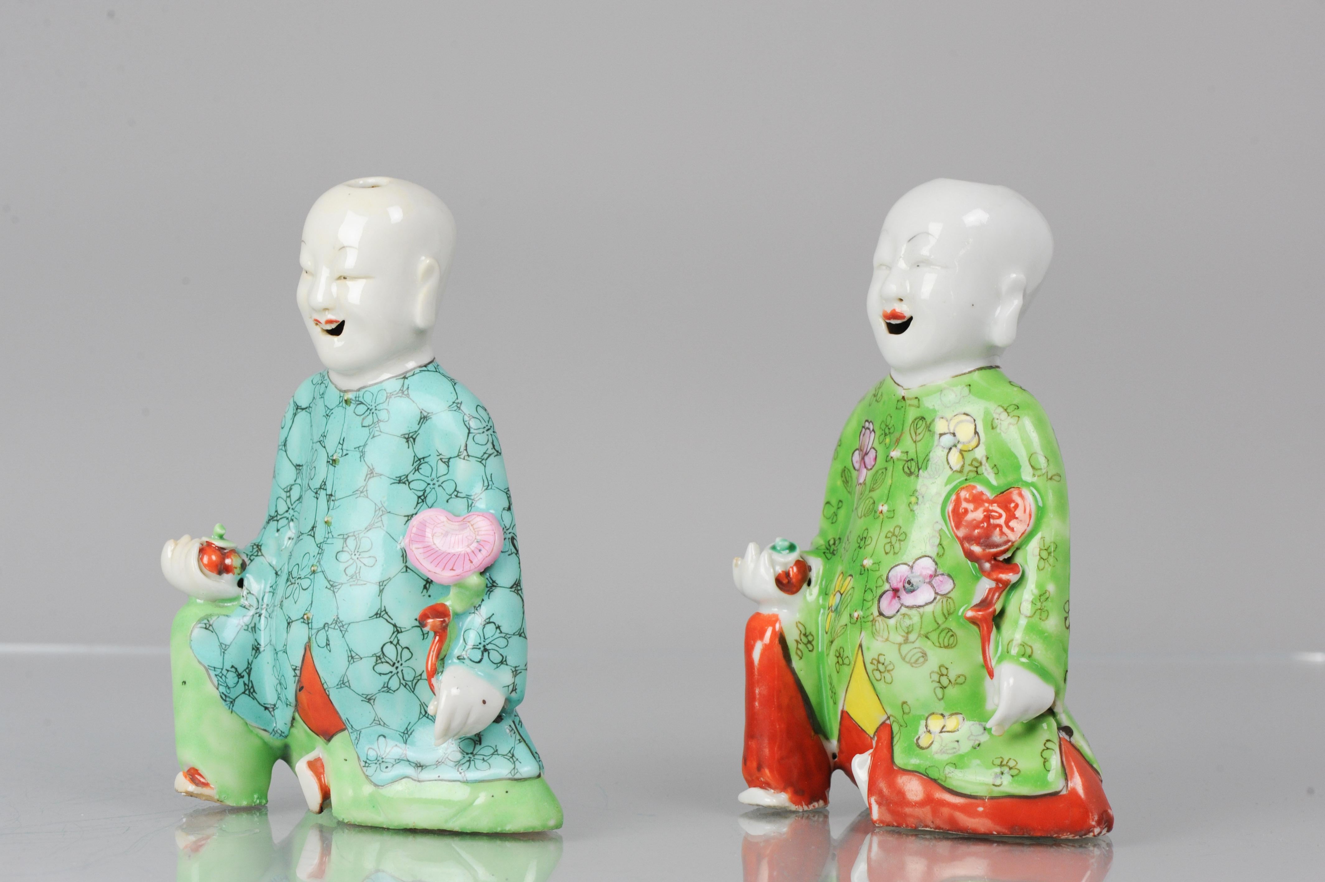 Pair Antique Chinese Statue Porcelain Figure Qianlong/Jiaqing Period Statue 18 C For Sale at 1stDibs