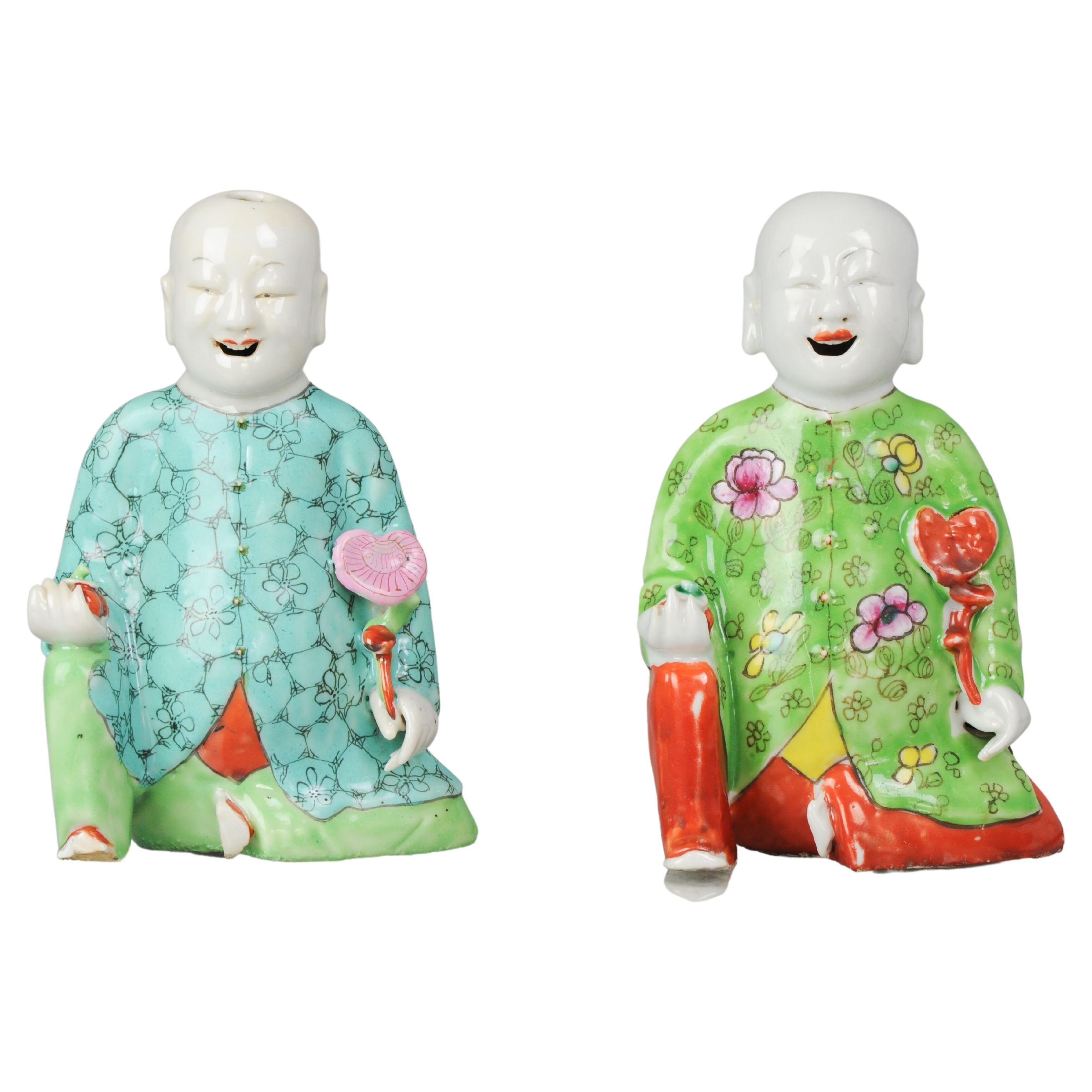 Pair Antique Chinese Statue Porcelain Figure Qianlong/Jiaqing Period