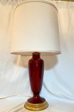 Pair Antique Chinoiserie Red Polychrome Enamel Urns Made into Lamps, Circa 1900