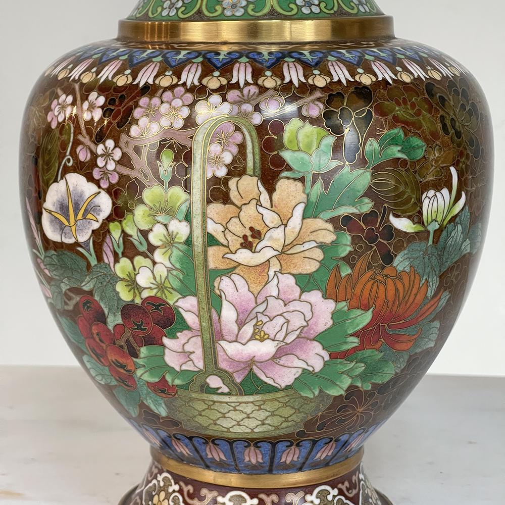 Pair Antique Cloissone Vases For Sale 2