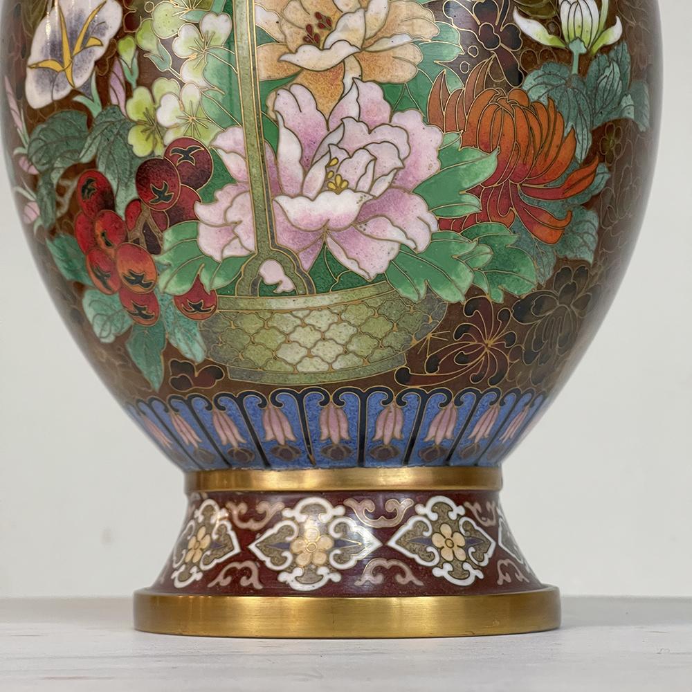 Pair Antique Cloissone Vases For Sale 3