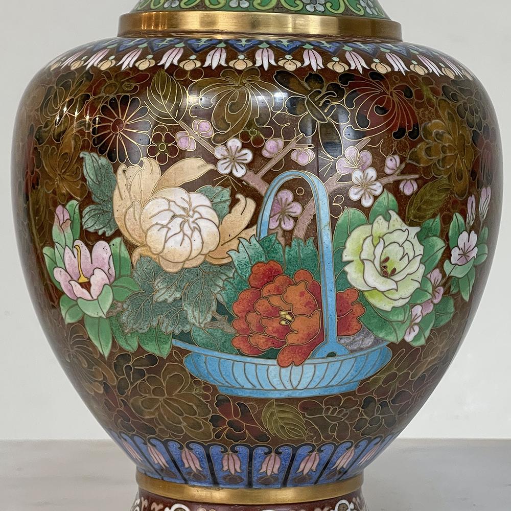 Pair Antique Cloissone Vases For Sale 4
