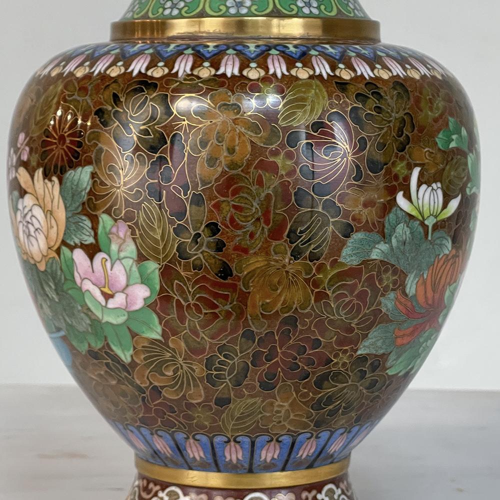 Pair Antique Cloissone Vases For Sale 5