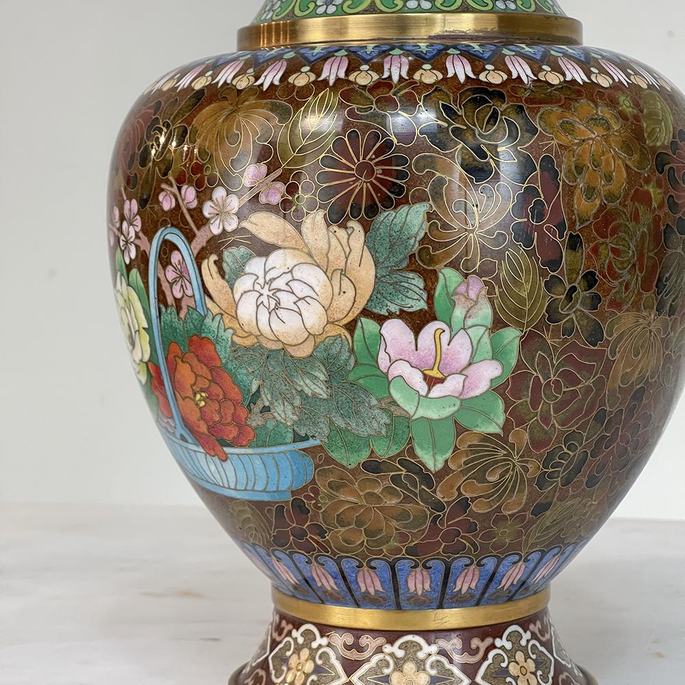 Pair Antique Cloissone Vases For Sale 6