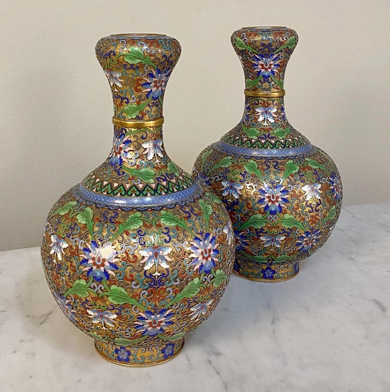 Pair of Antique Cloisonné Vases For Sale at 1stdibs