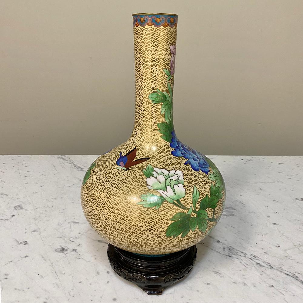 Chinese Pair of Antique Cloisonné Vases