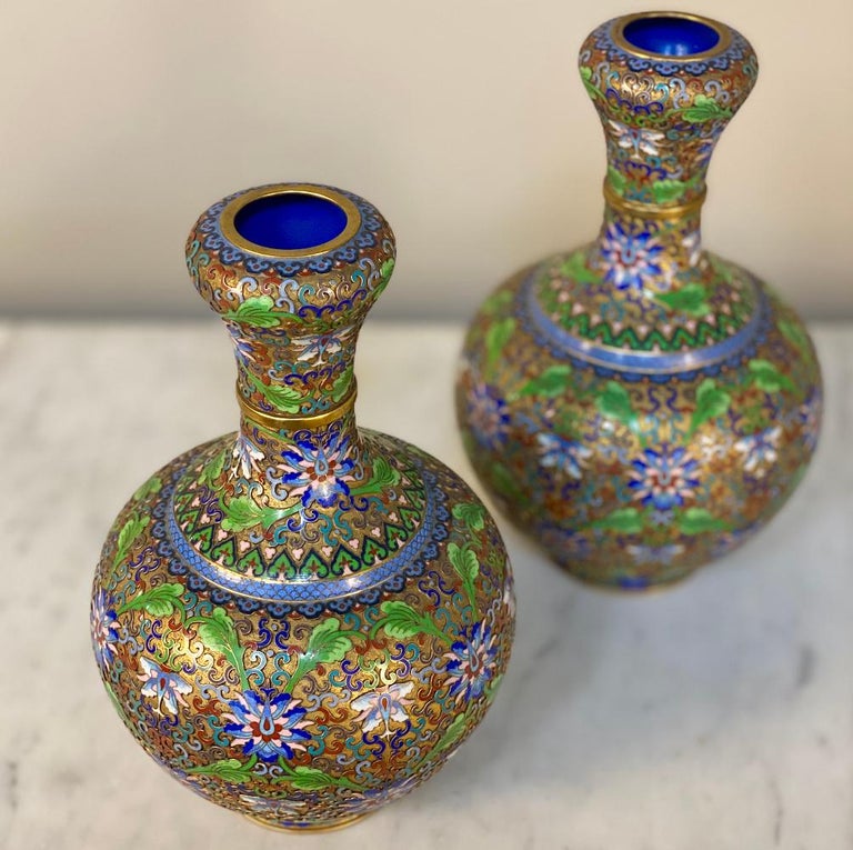 Pair of Antique Cloisonné Vases For Sale at 1stdibs