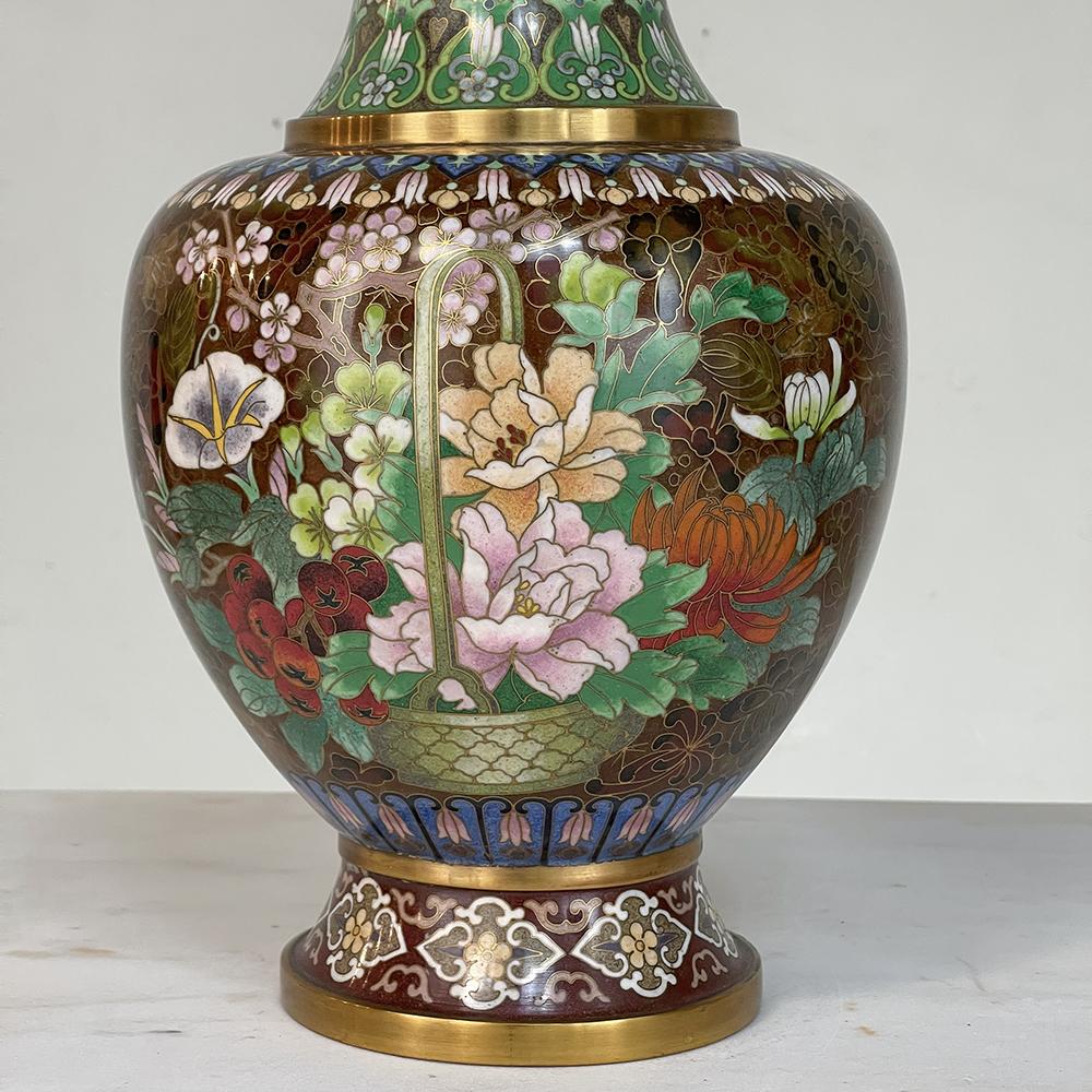 Pair Antique Cloissone Vases For Sale 1