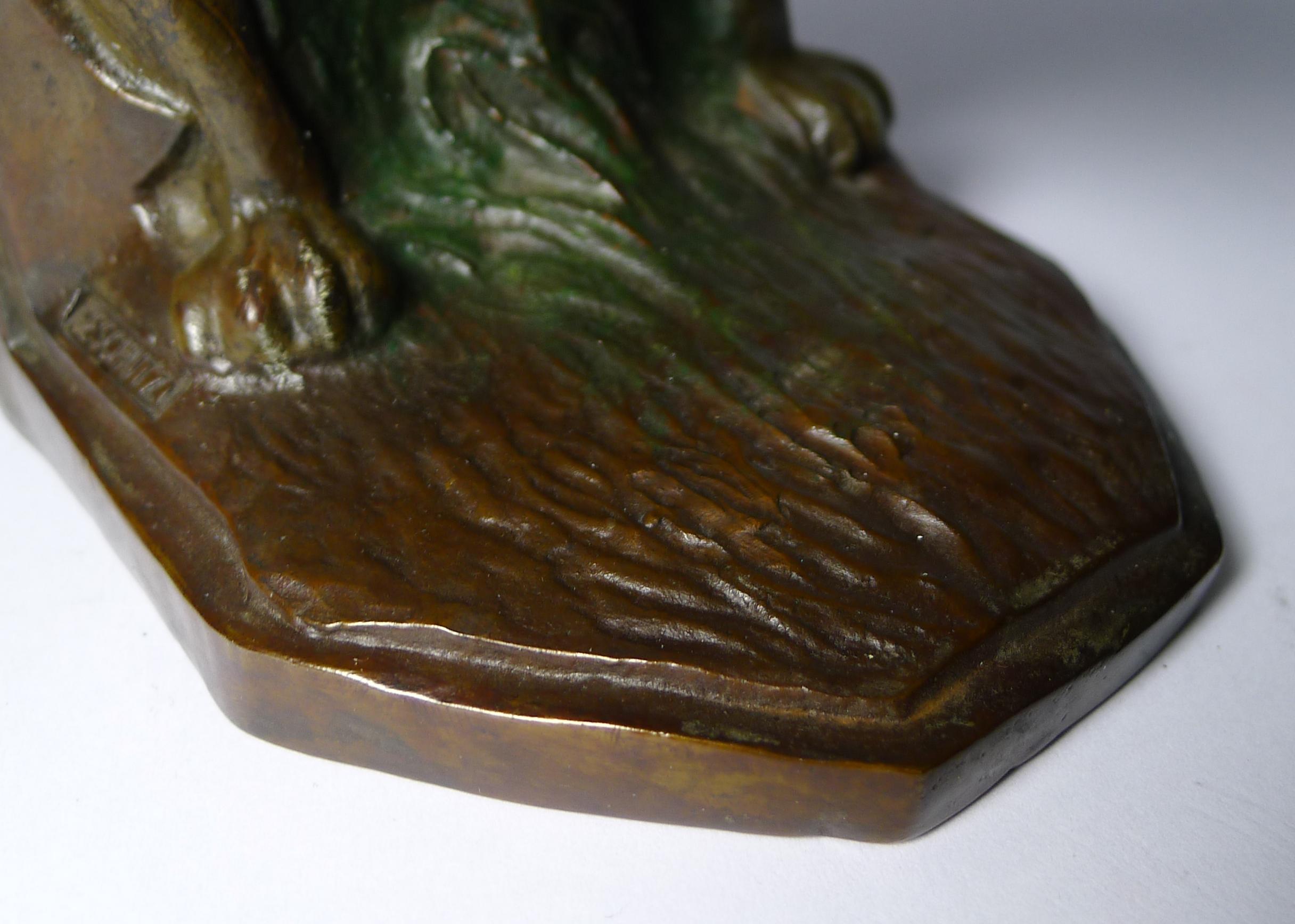 Pair of Antique Cold Painted Bronze Bookends, Bulldog, circa 1900 In Good Condition For Sale In Bath, GB
