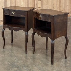 Pair Antique Country French Fruitwood Nightstands ~ End Tables