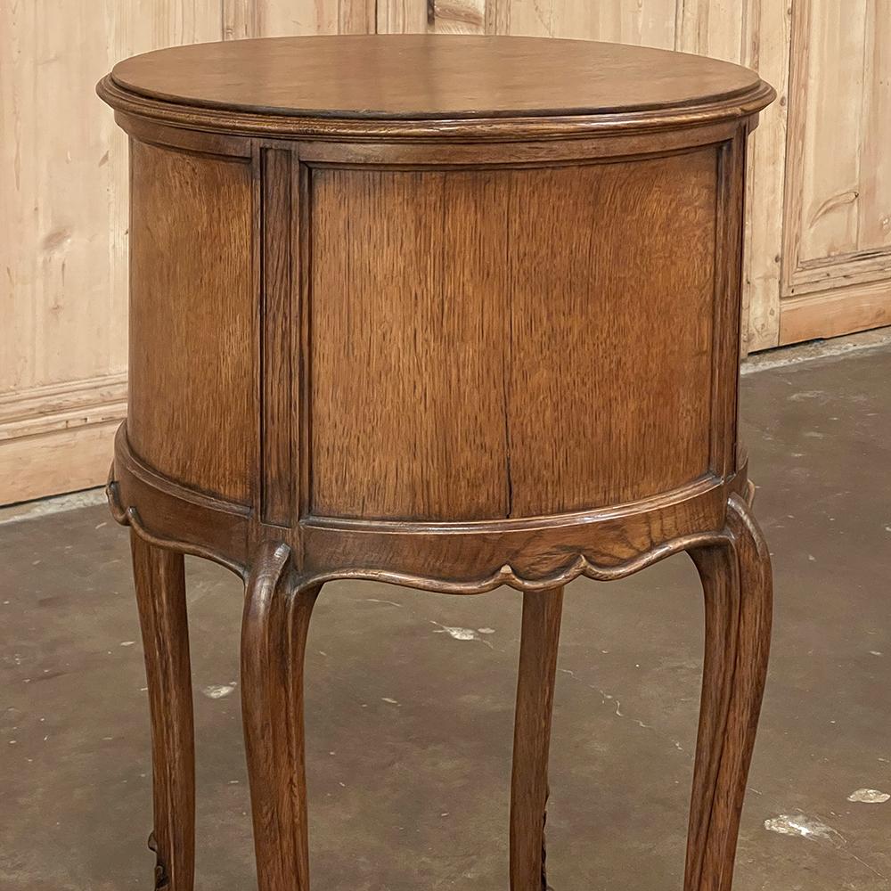 Pair Antique Country French Louis XV Round Nightstands For Sale 8