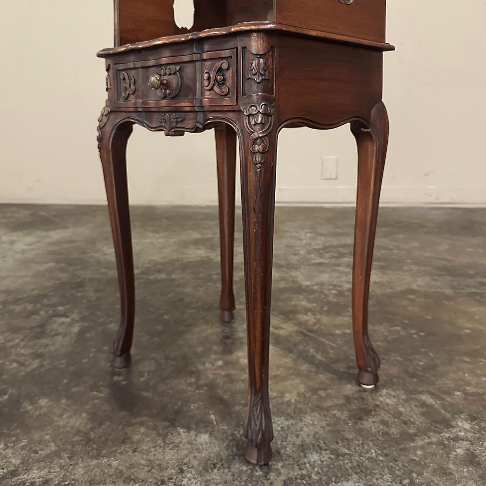Pair Antique Country French Louis XV Walnut Nightstands ~ Side Tables For Sale 6