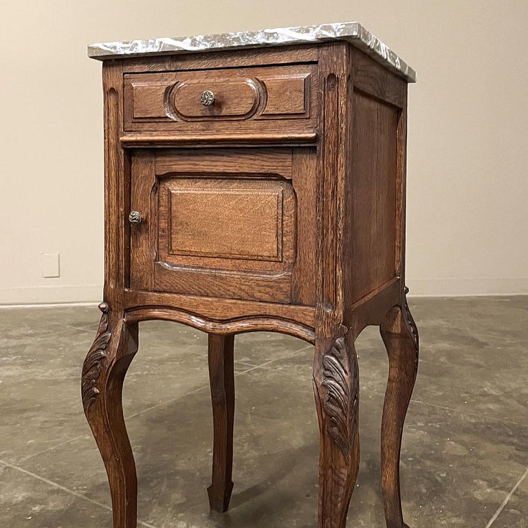 Pair Antique Country French Marble Top Nightstands For Sale at 1stDibs