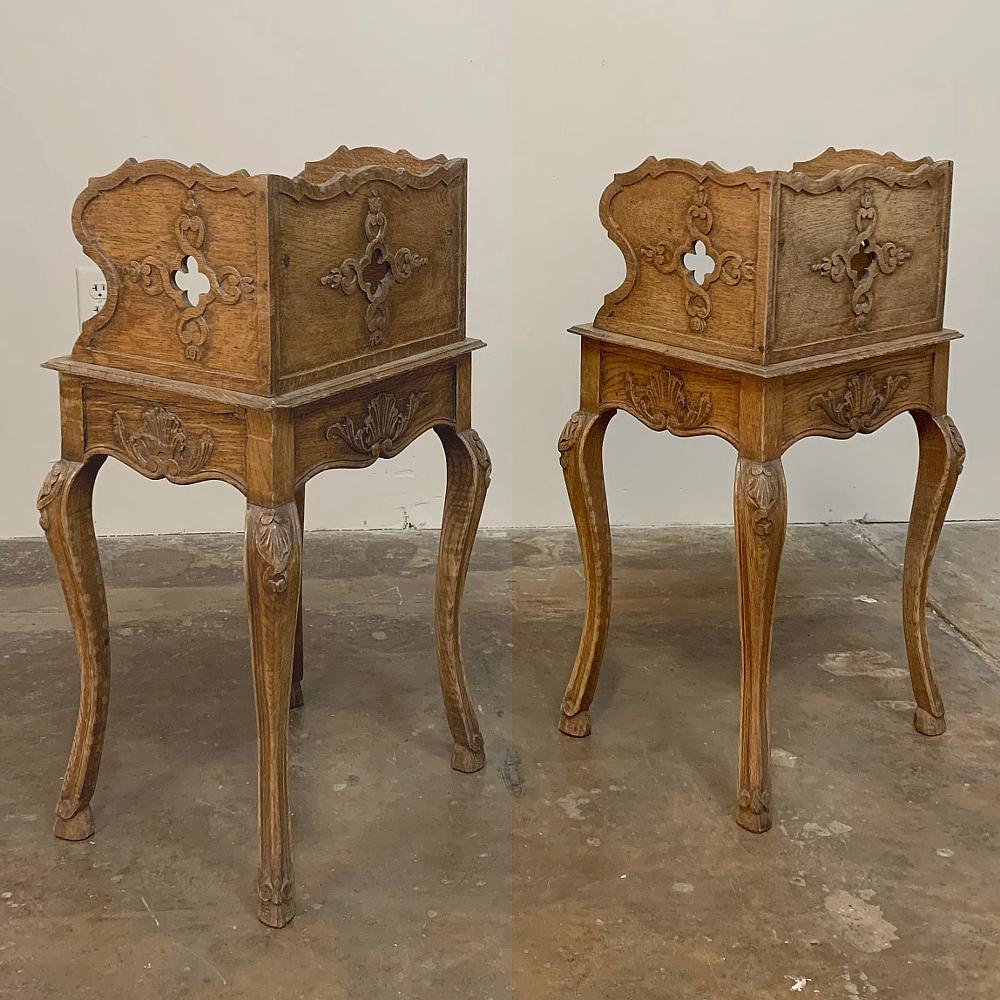Fruitwood Pair of Antique Country French Nightstands