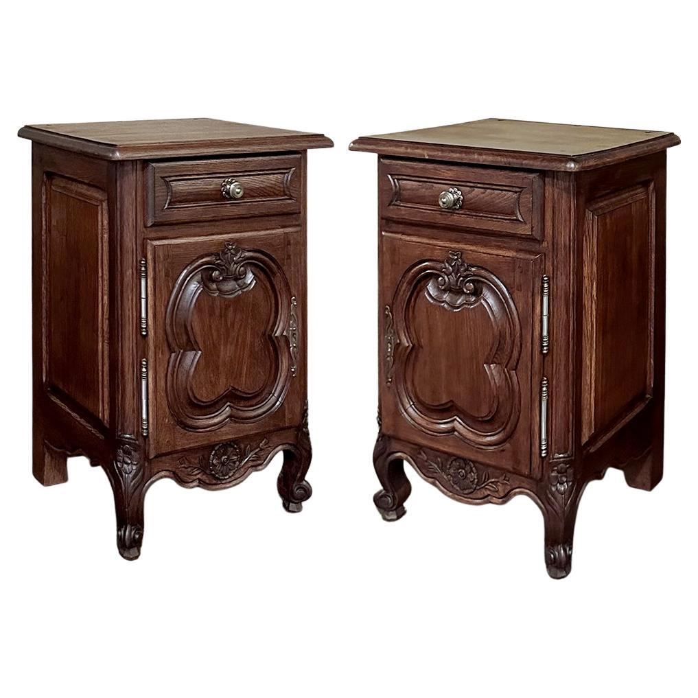 Pair Antique Country French Nightstands For Sale