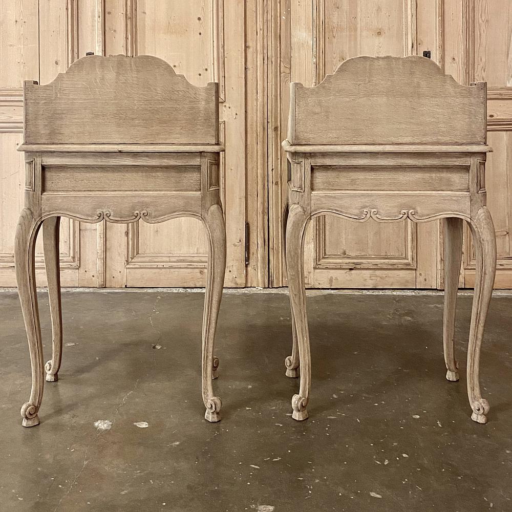 Pair of Antique Country French Stripped Oak Nightstands or End Tables 7