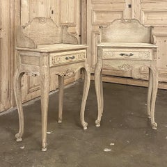 Pair of Antique Country French Stripped Oak Nightstands or End Tables