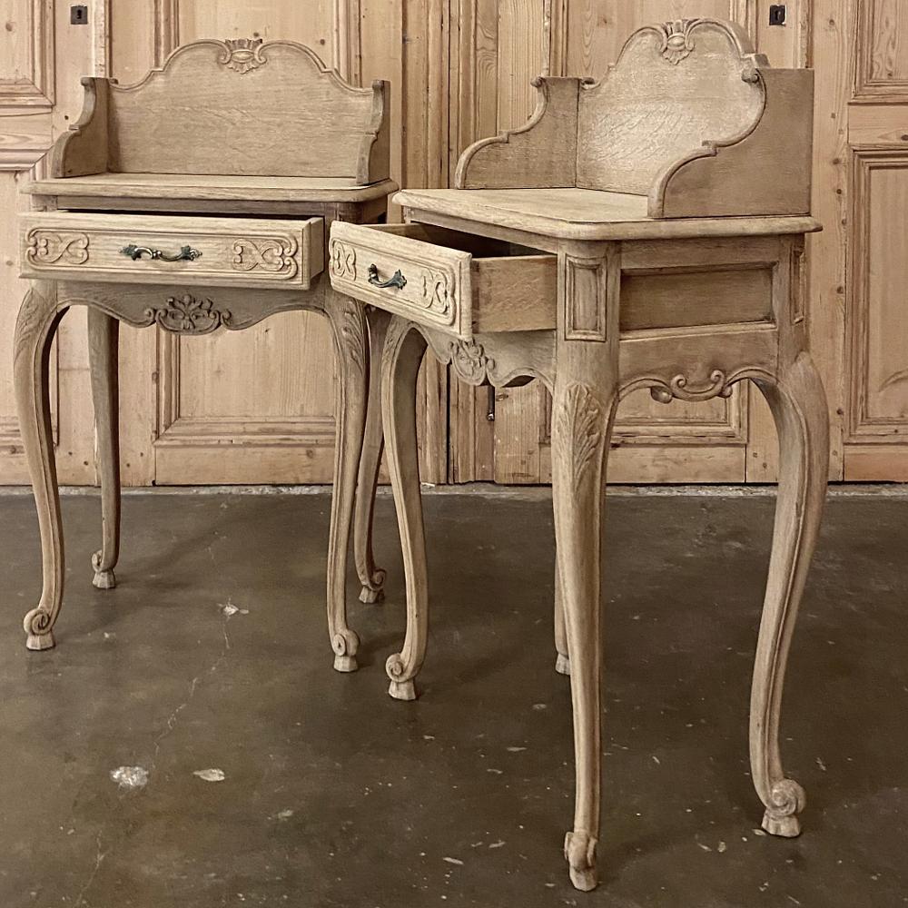 Pair of Antique Country French Stripped Oak Nightstands or End Tables 2