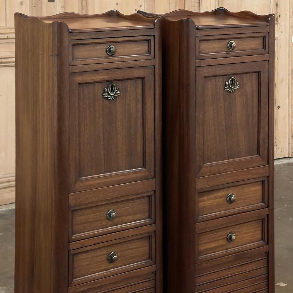 Pair Antique Country French Walnut Petite Secretaries For Sale 3
