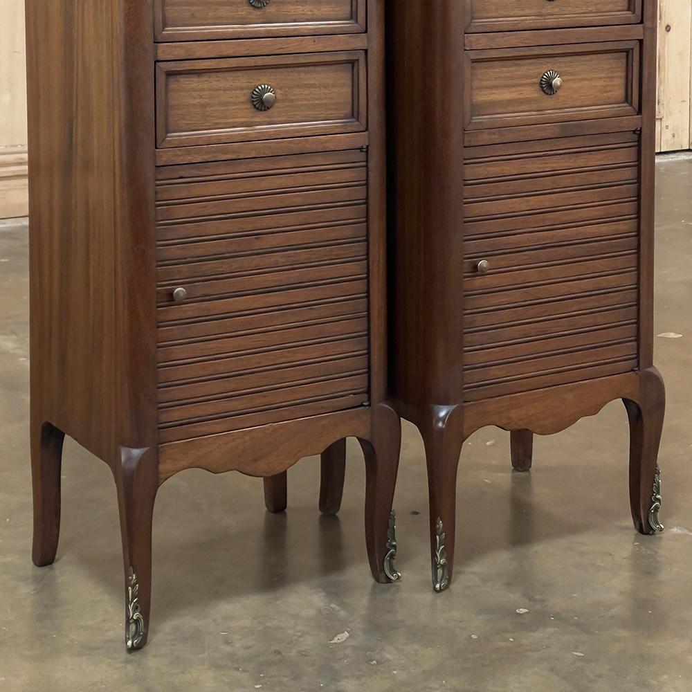 Pair Antique Country French Walnut Petite Secretaries For Sale 4
