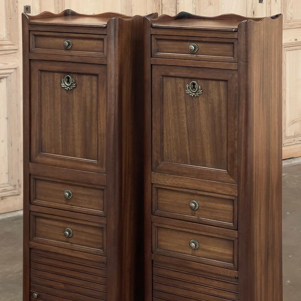 Pair Antique Country French Walnut Petite Secretaries For Sale 5
