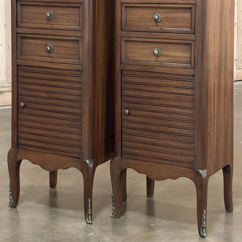 Pair Antique Country French Walnut Petite Secretaries For Sale 6
