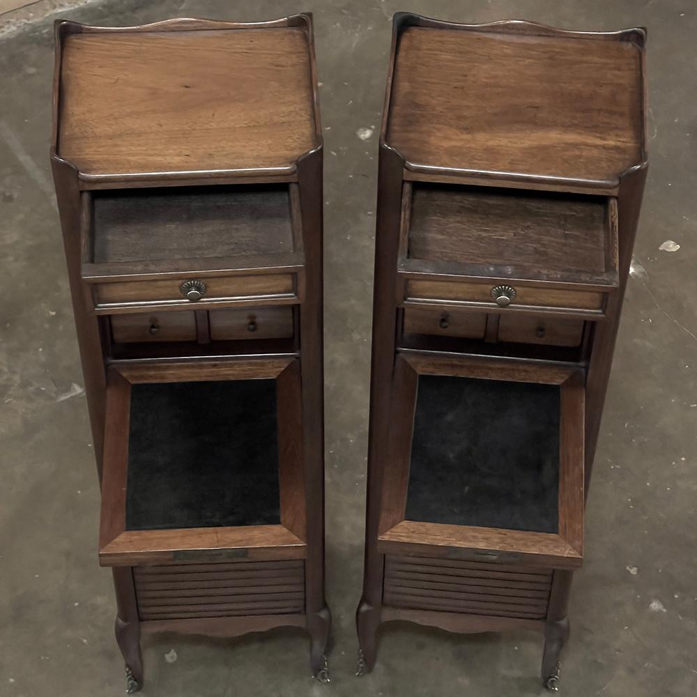 20th Century Pair Antique Country French Walnut Petite Secretaries For Sale