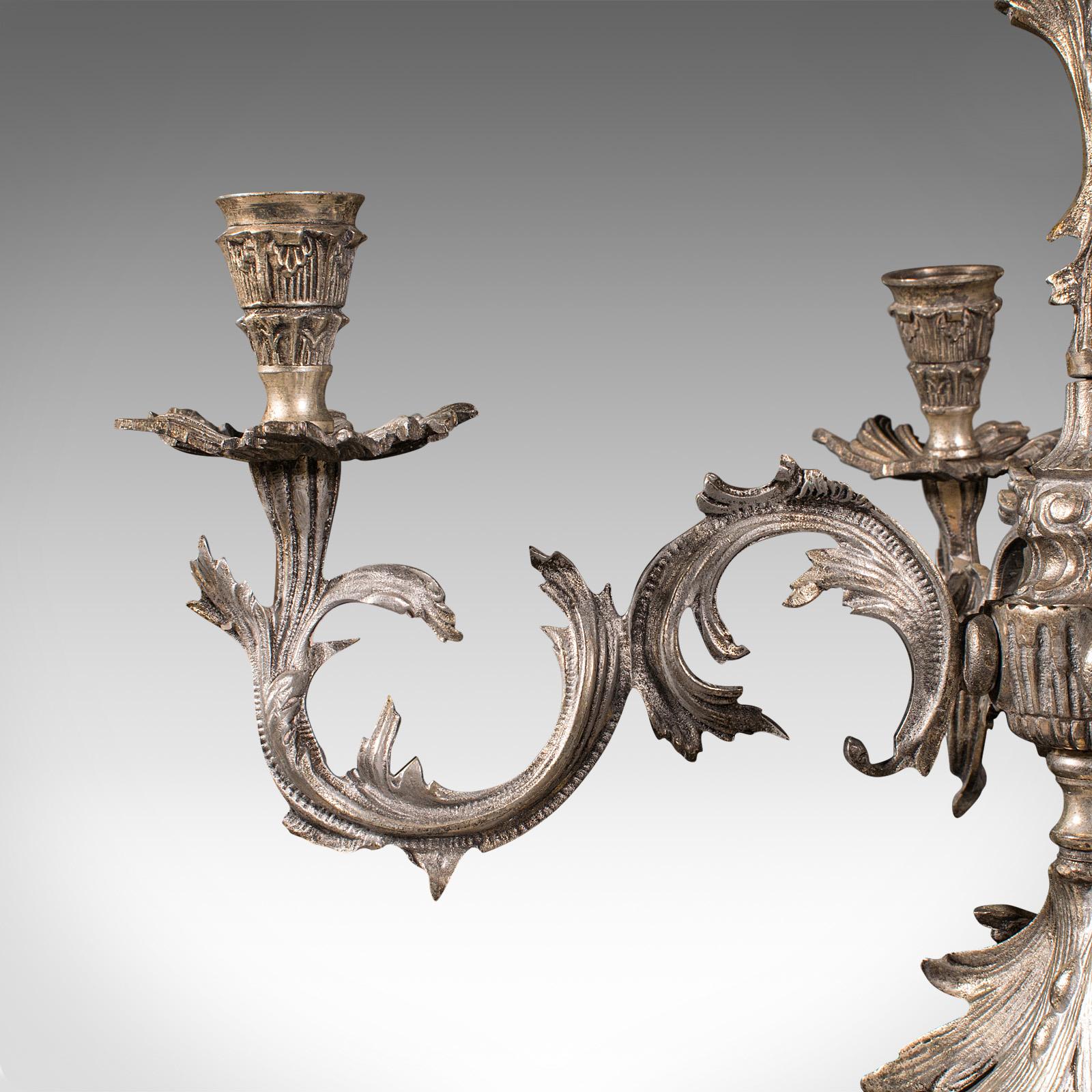 Pair, Antique Decorative Candelabra, French, Centrepiece Candlesticks, Edwardian 5