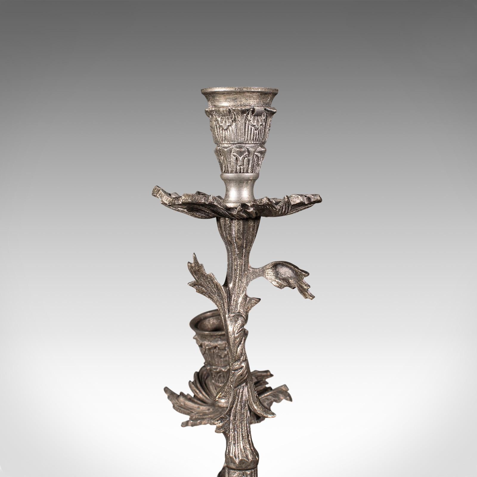 Pair, Antique Decorative Candelabra, French, Centrepiece Candlesticks, Edwardian 4