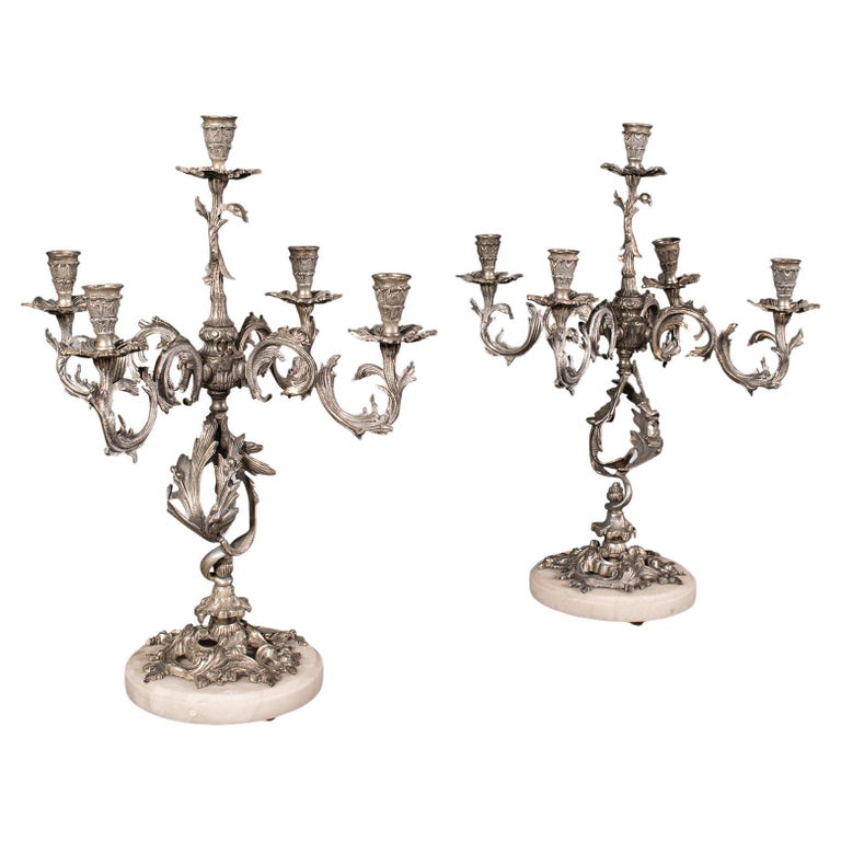Pair, Antique Decorative Candelabra, French, Centrepiece Candlesticks