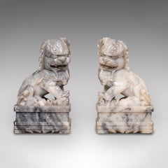Pair, Antique Decorative Dogs Of Fu, Chinese, Statue, Ornament, Victorian, 1900