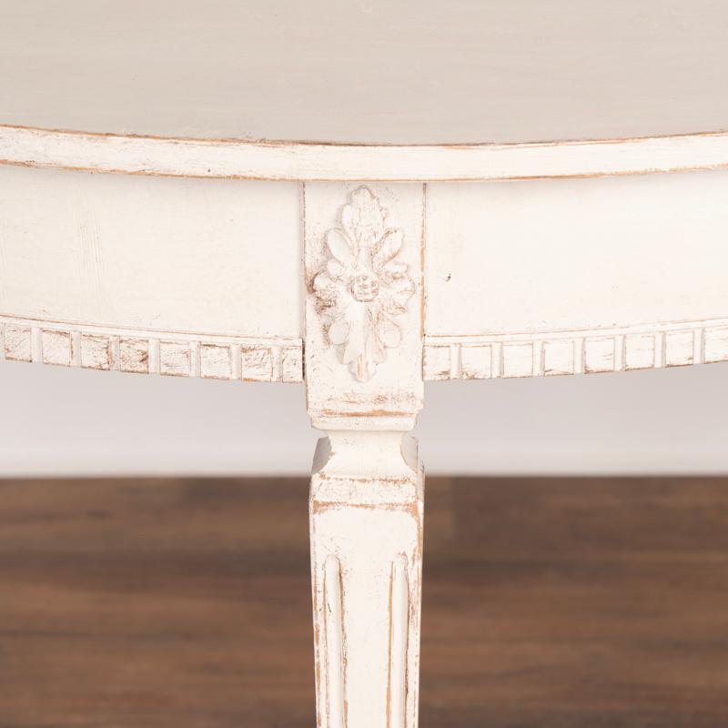 Pair, Antique Demi Lune Side Tables Painted White, from Sweden 1