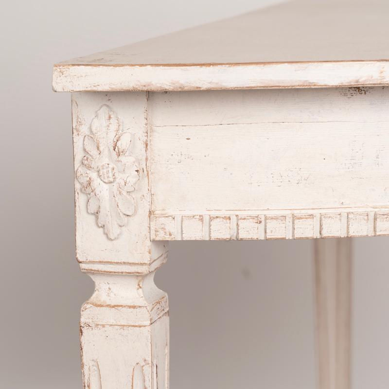 Pair, Antique Demi Lune Side Tables Painted White, from Sweden 3