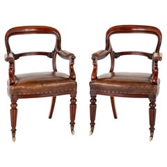 Pair Antique Desk Chairs William IV Mahogany